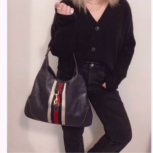 Gucci Navy Blue Vintage Medium Jackie O Hobo Bag